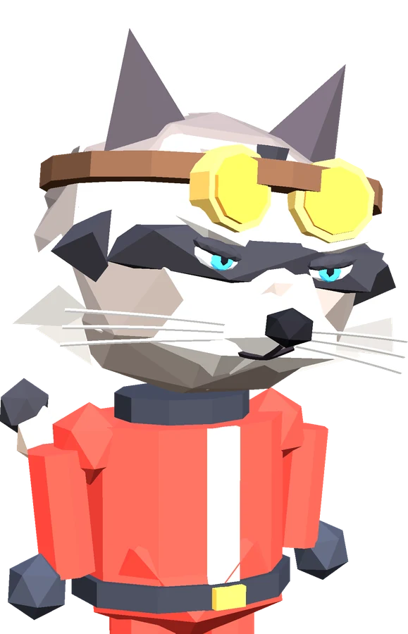 Le raton laveur pilote de Getaway Raccoon, lunettes de course sur le front